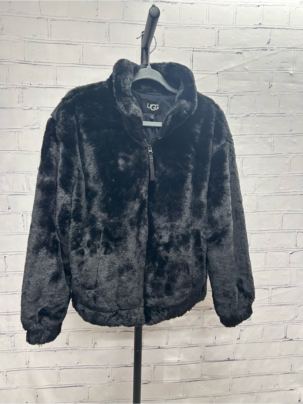 UGG Women's Black Plush Teddy Zip Jacket